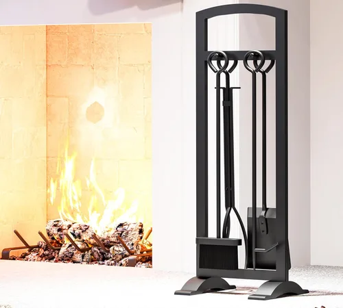 Vista 8 de Kingson Juego de herramientas ligeras de 5 piezas para chimenea: portátil, compacto y elegante kit de accesorios para hogueras