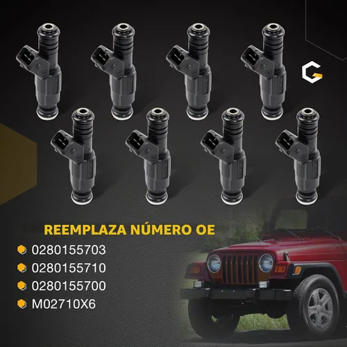 Vista 7 de Inyector de combustible, 4 agujeros, 6 piezas para Jeep Wrangler Cherokee Grand Cherokee Comanche 4.0 1987-1998 Reemplazar # 0280155703