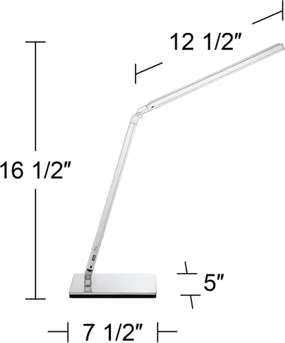 Vista 4 de 360 Lighting Jett - Lámpara de mesa moderna de escritorio de 16 1/2 pulgadas de alto con puerto de carga USB y luz nocturna LED de aluminio plateado