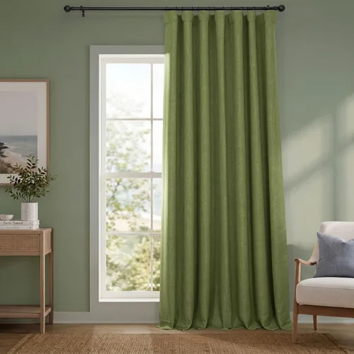 Vista 41 de HPD Half Price Drapes - Cortinas de lino sintético para sala de estar (2 paneles) - 100 pulgadas de ancho x 84 pulgadas de largo - Cortinas
