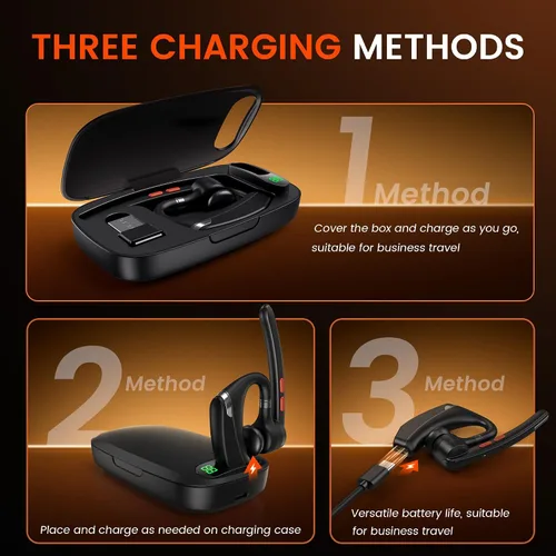 Vista 2 de Auriculares Bluetooth V5.3, auriculares inalámbricos con doble cancelación de ruido, estuche de carga, tiempo de espera de 300 horas, auriculares