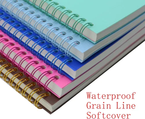 Vista 4 de Yansanido Cuaderno en espiral, 5 piezas A5 con tapa blanda impermeable de 8 mm con rayas, 80 hojas/160 páginas para estudio y notas (ligero)