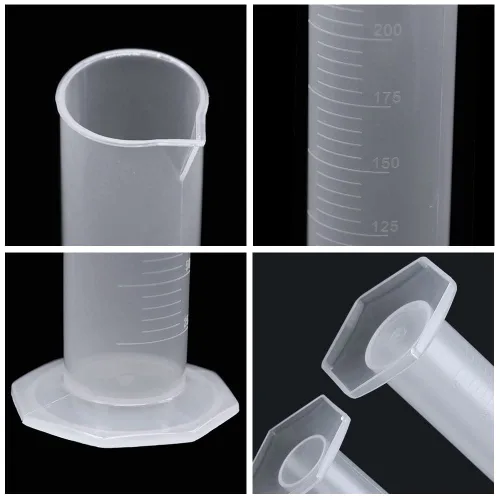 Vista 5 de Juego de cilindros graduados de plástico de 1.7 fl oz, cilindro de medición de polipropileno, cilindros de laboratorio con base hexagonal