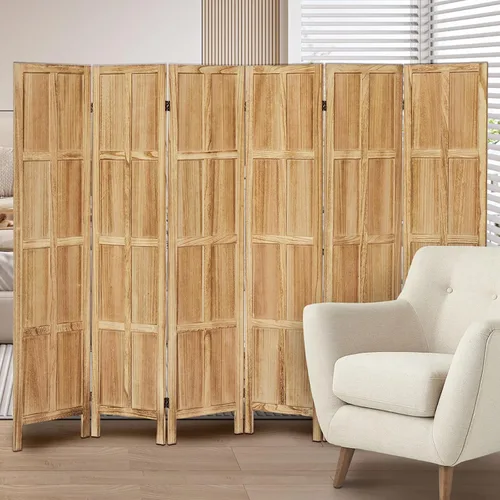 Vista 12 de Divisor de habitación de madera, pantalla de privacidad plegable de 4 paneles, partición clásica de madera para interiores de 5.6 pies, divisor