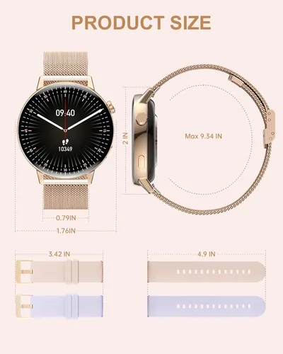 Vista 6 de Reloj inteligente para mujer (respuesta/hacer llamadas), reloj inteligente Bluetooth HD de 1.32 pulgadas para teléfonos Android y iPhone, rastreador