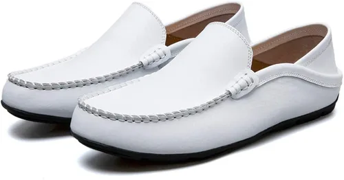 Vista 2 de MCICI Mocasines de cuero genuino de primera calidad para hombre, zapatos de conducción a la moda, mocasines planos casuales 6.5 de EE. UU. 11.5
