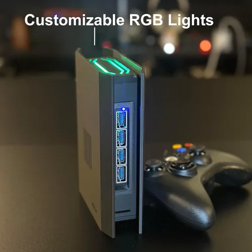 Vista 2 de Movaan GameTower R5 Pro - Plug and Play Retro Game Console with Light Gun Support, RGB Lights, 1TB Game Library, and Wireless Rumble Controller