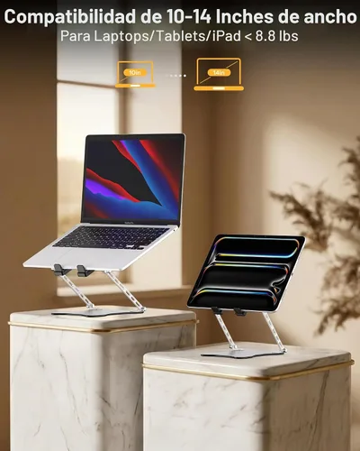 Vista 5 de OMOTON Portable Laptop Stand, Ultra-Slim Height Adjustable Laptop Riser