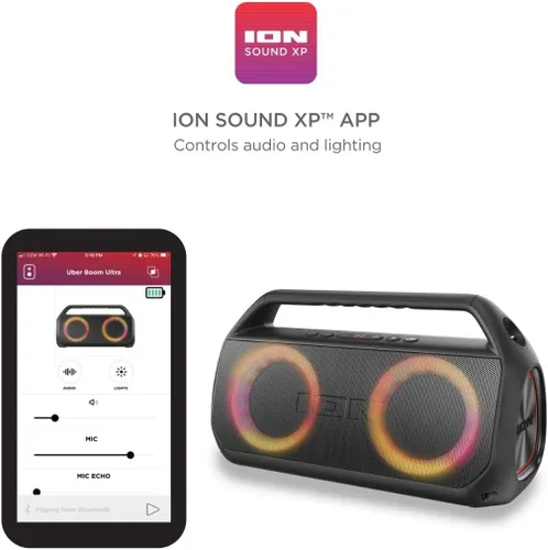 Vista 9 de ION Audio Uber Boom Ultra - Boombox estéreo Bluetooth resistente al agua con luces (renovado)