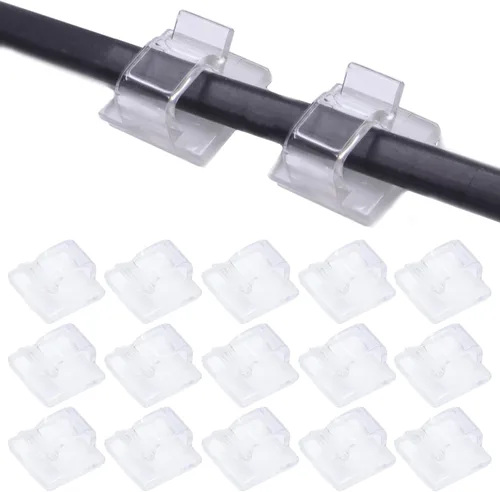 Vista 8 de 100 clips adhesivos para cables en la pared, organización de cables para TV, PC, laptop, cables Ethernet y escritorios (negro)