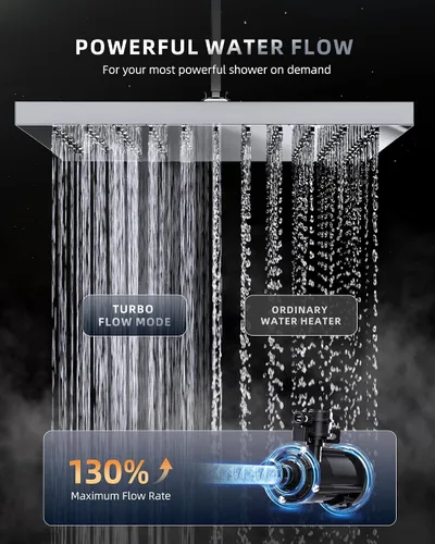 Vista 5 de APUS Calentador de agua sin depósito de gas natural 140,000 BTU para instalación en interiores hasta 6.8 GPM, agua fría cero para agua caliente
