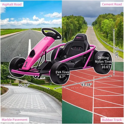 Vista 6 de 24V niños eléctrico Drift Go Kart con 300W*2 motores Rosa