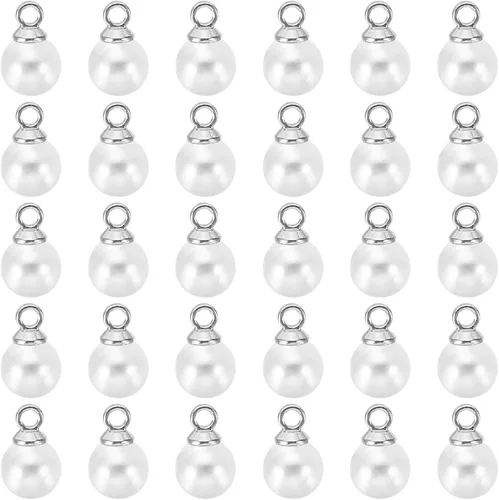 Vista 36 de PATIKIL Abalorio de perlas, 100 cuentas de perlas de imitación de perlas colgantes para bricolaje para hacer joyas, pulseras, aretes, collares Beige
