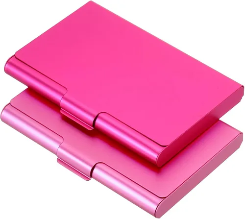 Vista 8 de PATIKIL Portatarjetas de visita, paquete de 2 fundas de bolsillo profesional de metal de aluminio para tarjetas de nombre y crédito, negro y plateado