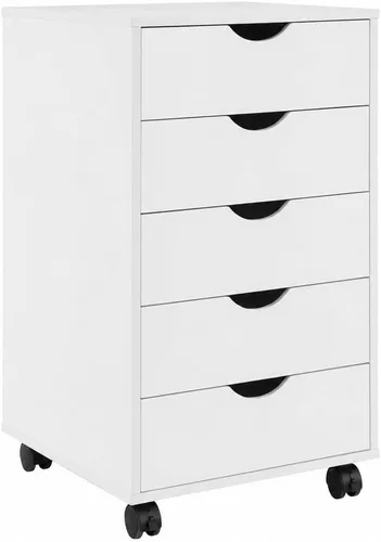 Vista 12 de Naomi Home Archivador de oficina con ruedas para debajo del escritorio, con 5 cajones y gabinete de almacenamiento lateral, organizador móvil