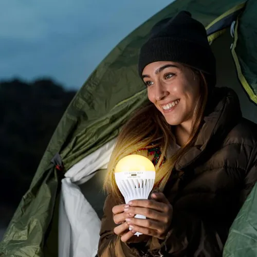 Vista 9 de BSOD Bombillas recargables con control remoto, bombillas LED E26 de luz cálida, bombillas de batería USB, bombillas regulables de emergencia