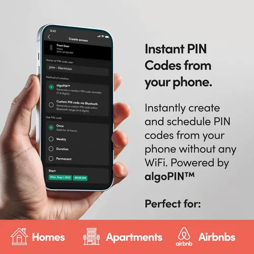 Vista 5 de igloohome Cerradura inteligente Deadbolt Go con huella digital, llaves digitales, códigos PIN remotos, puente WiFi (se vende por separado), probado