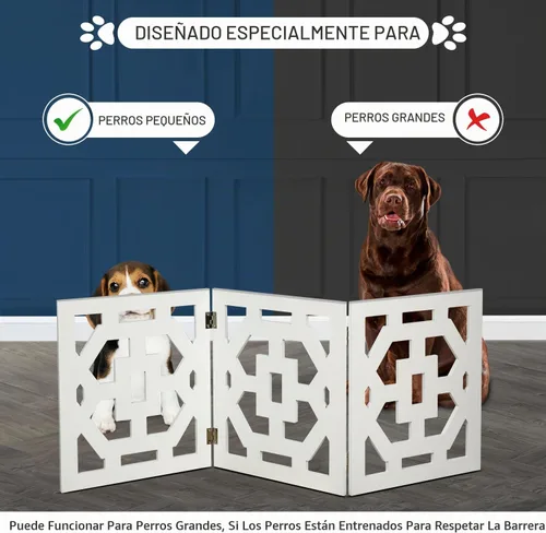 Vista 3 de Puerta independiente para perros, valla de madera decorativa expandible para perros pequeños a medianos, barrera para escaleras, puertas y pasillos