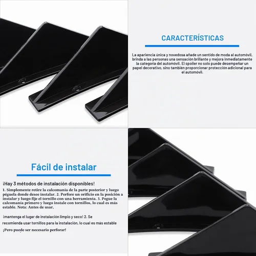 Vista 5 de JMTBNO Juego de 4 cubiertas universales de alerón de alerón de alerón de alerón de forma curvada para parachoques trasero, divisor de aleta de labio
