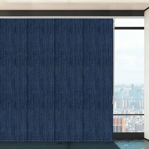 Vista 12 de Paneles deslizantes opacos personalizados, persianas verticales de riel de 4 o 6 rieles para ventana corrediza, puerta de patio y divisor de Camel