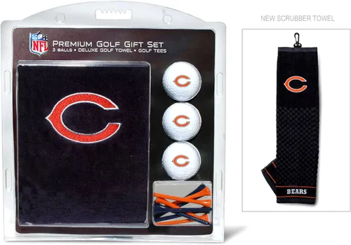 Vista 2 de Team Golf NFL Chicago Bears Juego de regalo: toalla de golf bordada, 3 pelotas de golf y 14 tees de golf de 2-3/4" reglamentarios, toalla