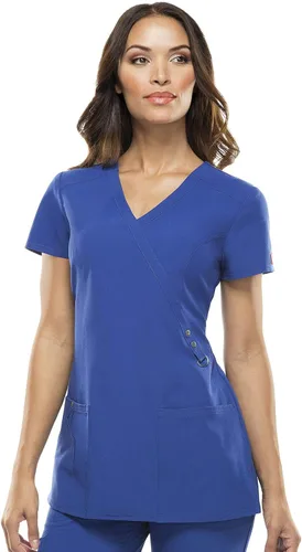 Vista 15 de Dickies Xtreme Stretch Mujer Scrubs Top Mock Wrap 85956 Negro