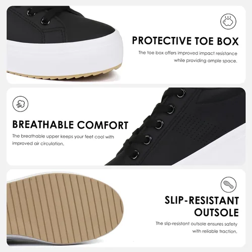 Vista 4 de JABASIC Zapatos deportivos de plataforma transpirables con cordones para mujer