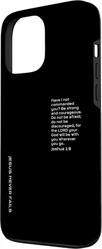 Vista 2 de iPhone 13 Pro Max Be Strong And Courageous, Joshua 1, funda cristiana del día del padre