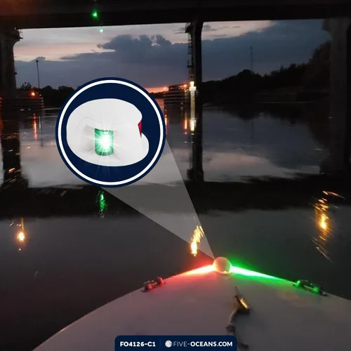 Vista 4 de Five Oceans Kit de luces LED de anclaje y navegación bicolor para barcos 12V DC, USCG Reglas 2NM, para pontón, barcos de pesca, botes de bajo