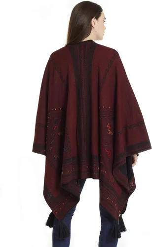 Vista 3 de Invisible World Womens Ruana Reversible Baby Alpaca Wool Poncho Kilim