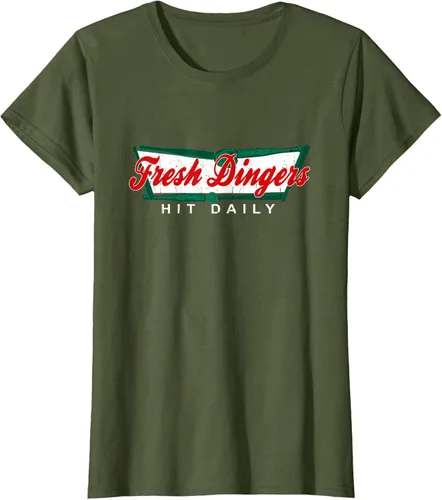 Vista 100 de Camiseta divertida de béisbol y softbol Don't Bunt Hit Fresh Dingers, Negro
