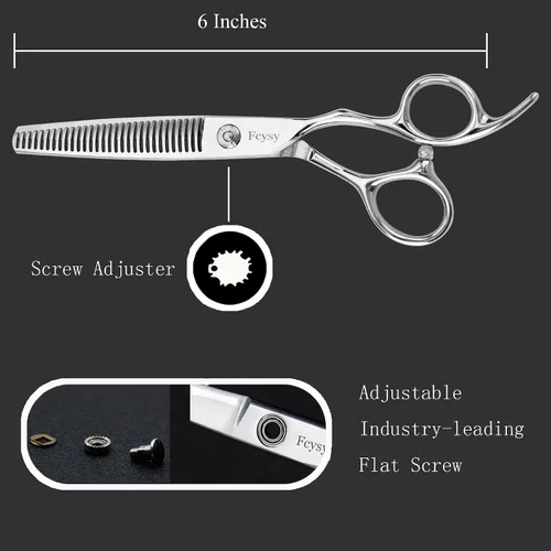 Vista 4 de Tijeras de adelgazamiento para corte de cabello, tijeras profesionales Fcysy de 6 pulgadas para adelgazar el cabello, tijeras de peluquería