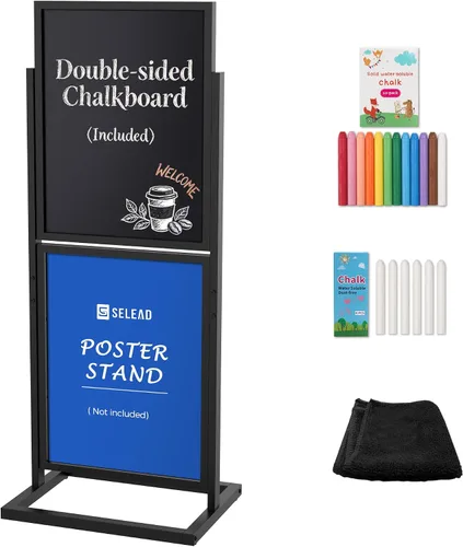 Vista 9 de SELEAD Metal A-Frame Chalkboard No Assembly Required, 21"x44” Sandwich Sign