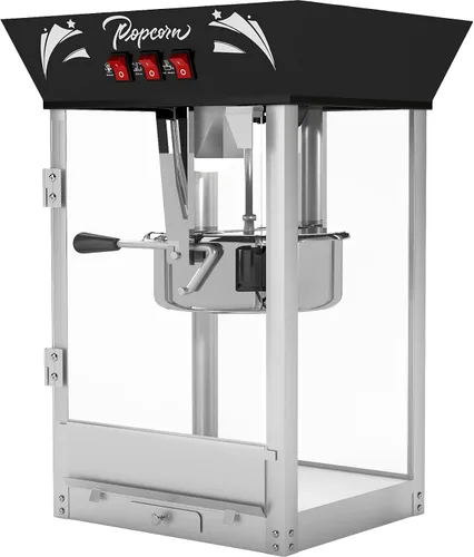 Vista 8 de Máquina de palomitas de maíz de 8 onzas con carrito y ruedas, máquina para hacer palomitas de maíz, estilo cine para el hogar, fiestas, Navidad, uso