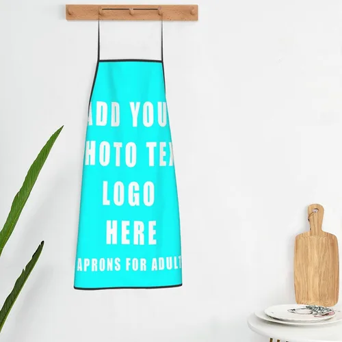 Vista 4 de Delantales personalizados para mujeres y hombres, delantal unisex personalizado con su logotipo de texto y imagen
