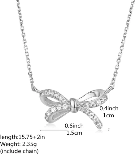 Vista 5 de Collar con colgante para mujer, plata de ley 925 chapada en oro de 14 quilates con circonita cúbica