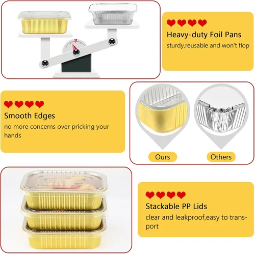 Vista 4 de LNYZQUS Sartenes de aluminio pequeños de 1 libra con tapas, paquete de 30 latas de aluminio de 16 onzas para hornear, recipientes sobrantes