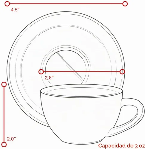 Vista 8 de Tazas y platillos de café expreso - Demitasse de 3 onzas para café, juego de 4, colores surtidos (moderno)