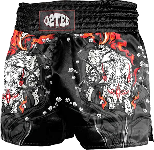 Vista 19 de O2TEE Muay Thai Pantalones cortos de boxeo MMA Kickboxing Estilos Tradicionales Pantalones Cortos Nation Bop