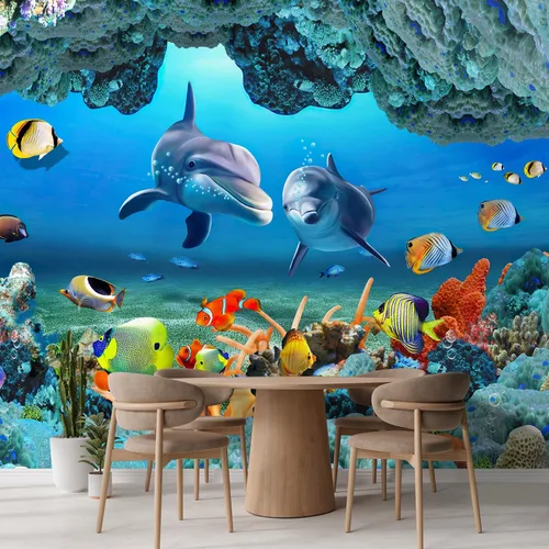 Vista 3 de wall26 - Mural de pared del hermoso mundo submarino removible. Papel pintado grande autoadhesivo - 66x96 pulgadas