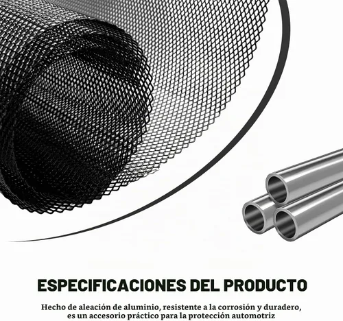 Vista 3 de Malla de rejilla para automóvil, 40 x 13 pulgadas, malla de aluminio multifuncional con orificio rómbico de 3 × 0.236 in, cubierta protectora