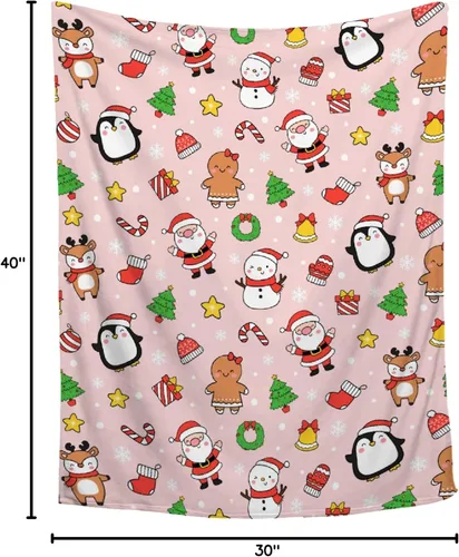 Vista 8 de Manta de Navidad – Decoración para sofá, cama, sala de estar – Manta de regalo para niñas, niños, niños pequeños/cuna, 30 x 40 pulgadas