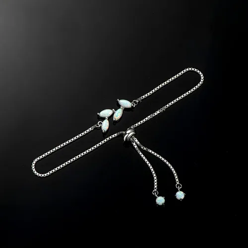 Vista 3 de Sterling Silver Opal Bracelet for Women, Dainty Opal Link Bracelet October Birthstone Jewelry Gifts for Her Birthday Anniversary Christmas