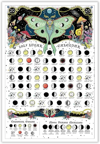 Vista 13 de Viokalt Arte de Pared de Brujería Vintage Divertido Póster de Lienzo de Fases Lunares Luna Niña Gótica Magia Bruja Impresiones Pintura Para Hogar