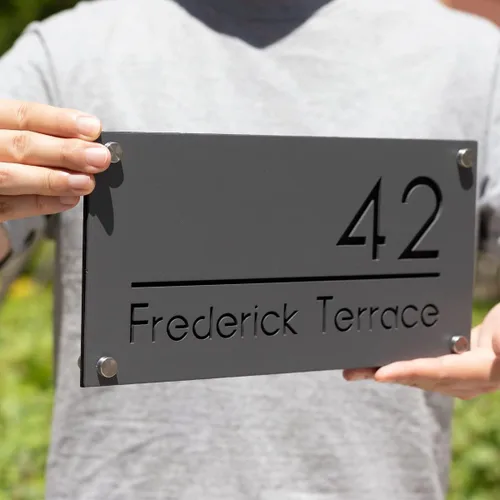 Vista 6 de Número de casa moderno de acero inoxidable 304 para exterior, placa de número de dirección, letrero personalizado, letrero personalizado