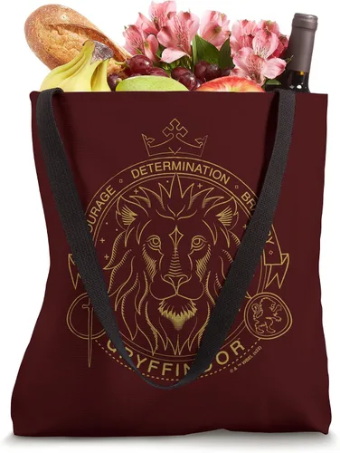 Vista 4 de Harry Potter Bolsa de mano Gryffindor Line Art con símbolo de león Blanco 16 pulgadas