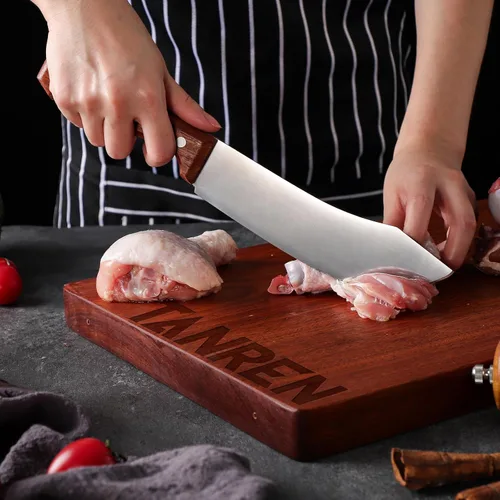 Vista 4 de TAN REN Cuchillo de carnicero para cortar carne, cuchillo de carne de espiga completa de 7 pulgadas Cuchillo de carnicero de 7 pulgadas