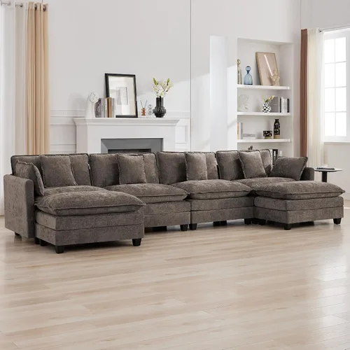 Vista 81 de Sofá modular en forma de nube de 113 pulgadas, sofás de asiento profundo de gran tamaño para sala de estar, sofá modular tapizado de chenilla