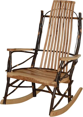 Vista 4 de Mecedora grande de 9 láminas de roble teñido natural y nogal Amish Natural Finish