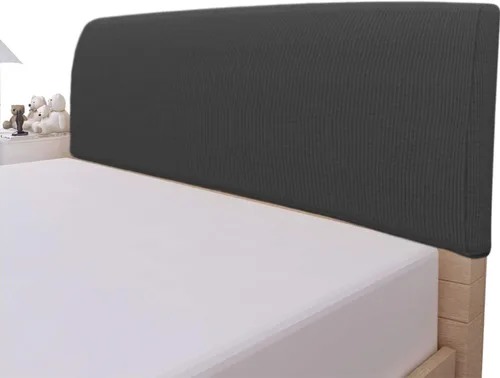 Vista 9 de Easy-Going Funda elástica para cabecera de cama, funda de cabecera de cama cuadrada pequeña, de jacquard, a prueba de polvo, para dormitorio Negro